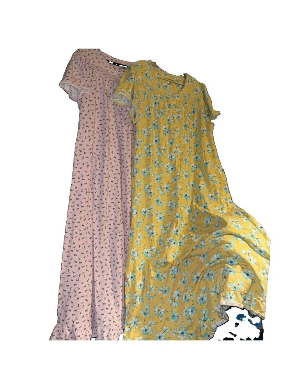 Dreams Co Womens Size LARGE Nightgown Housecoat Button Placket Floral Lot of 2